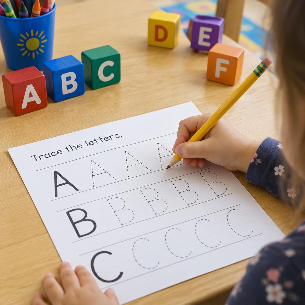 Child practicing letters